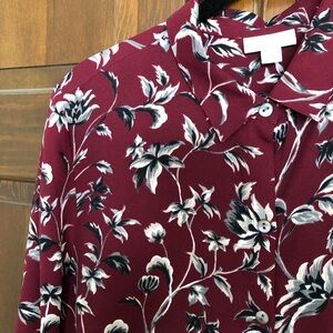 J. Jill Burgundy Floral Blouse